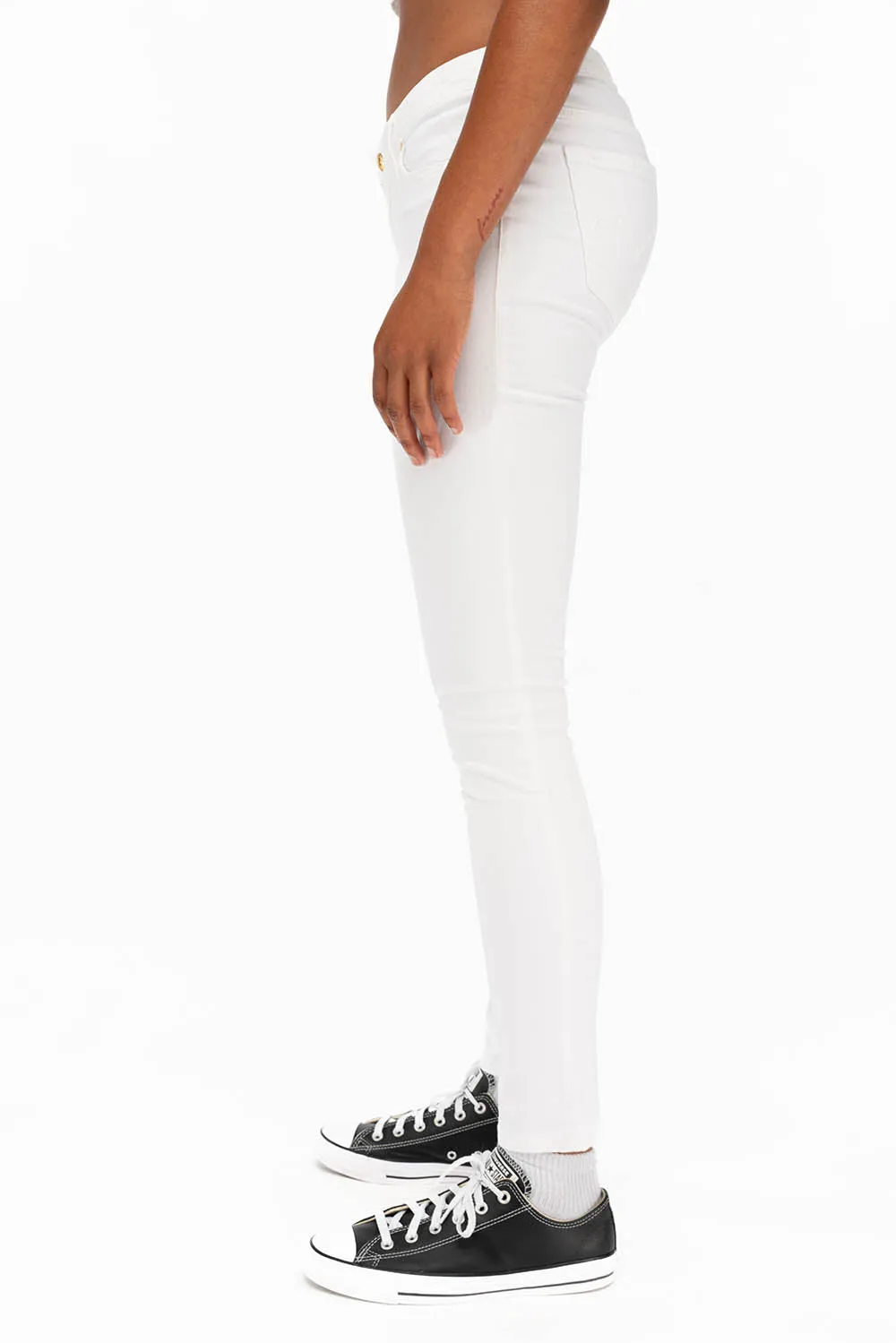 ROBIN'S NAT SKINNY WOMENS SKINNY JEANS IN WHITE WITH TONAL EMBROIDERY AND LOGO sold by Robin's Jean product image thumbnail 3