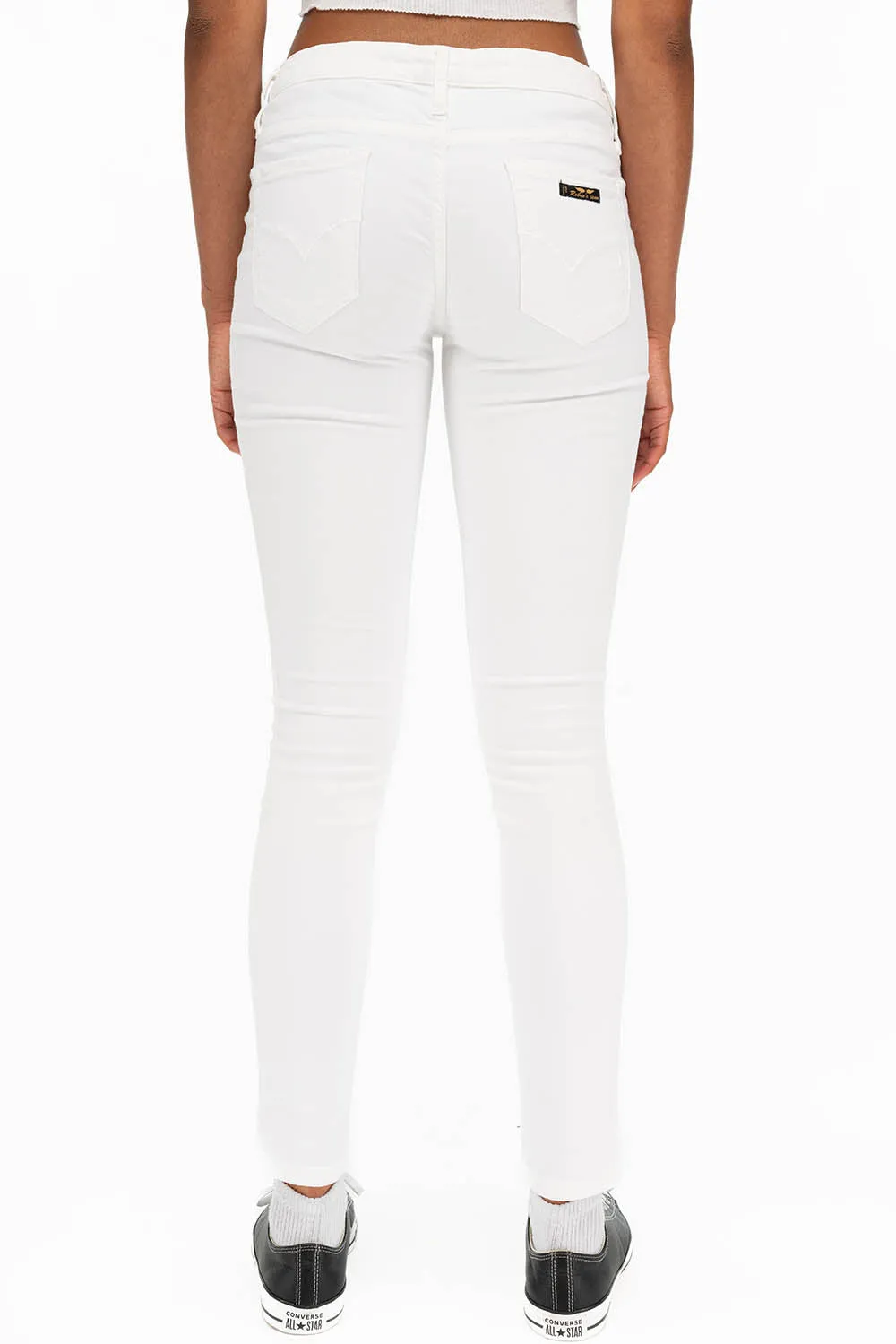 ROBIN'S NAT SKINNY WOMENS SKINNY JEANS IN WHITE WITH TONAL EMBROIDERY AND LOGO sold by Robin's Jean product image thumbnail 2