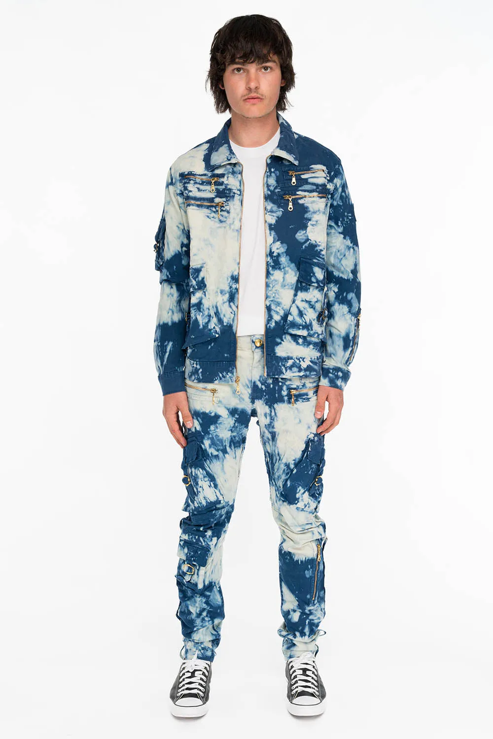 TIEDYE WASH MILITARY STYLE MENS CARGO PANTS IN BLUE AND WHITE sold by Robin's Jean product image thumbnail 4