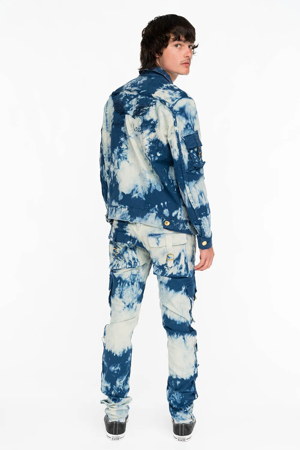 TIEDYE WASH MILITARY STYLE MENS CARGO PANTS IN BLUE AND WHITE sold by Robin's Jean product image thumbnail 5