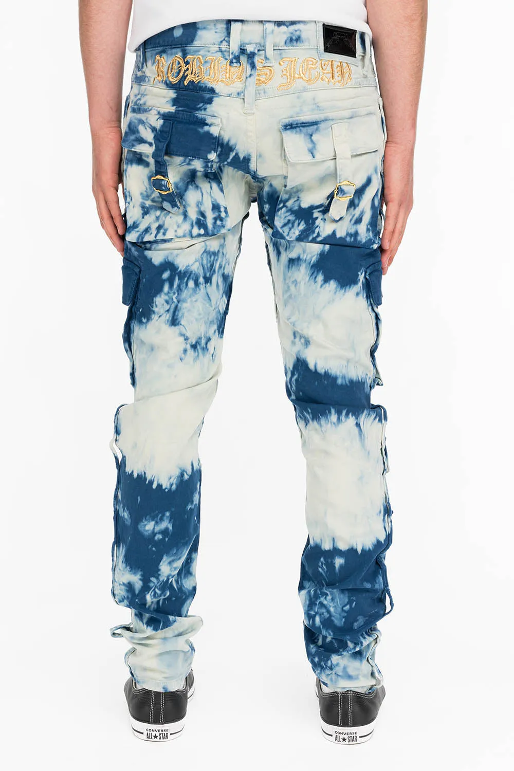 TIEDYE WASH MILITARY STYLE MENS CARGO PANTS IN BLUE AND WHITE sold by Robin's Jean product image thumbnail 3