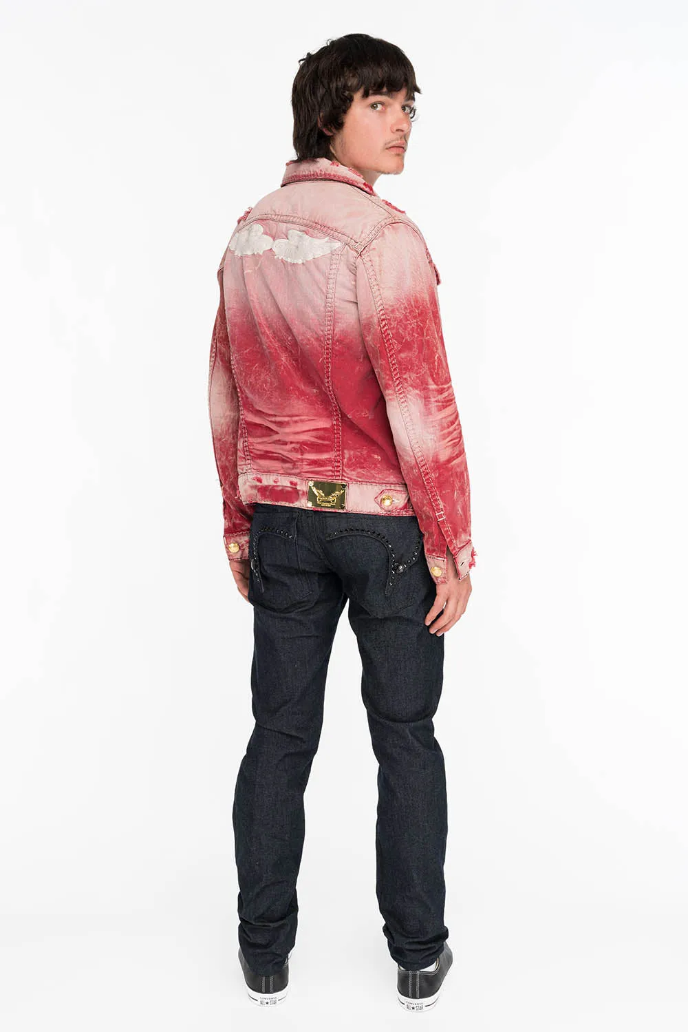 MENS RAW DENIM SLIM FIT KILLER FLAP JEANS WITH WINGS AND CRYSTALS sold by Robin's Jean product image thumbnail 5