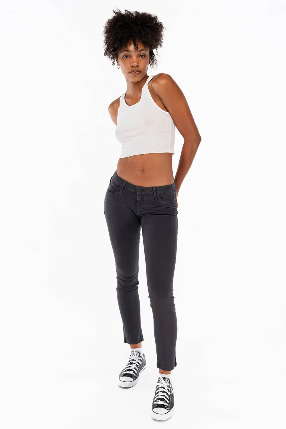 ROBIN'S NAT SKINNY LOW RISE WOMENS SKINNY JEANS IN CHARCOAL WITH TONAL EMBROIDERY AND LOGO sold by Robin's Jean product image thumbnail 4