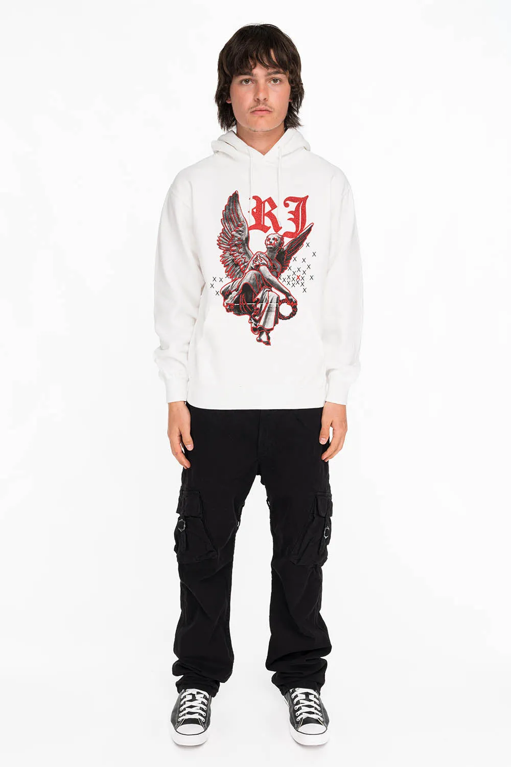 NEON ANGEL MENS PULLOVER HOODIE IN WHITE sold by Robin's Jean product image thumbnail 3