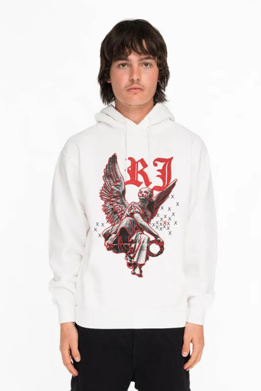 NEON ANGEL MENS PULLOVER HOODIE IN WHITE sold by Robin's Jean