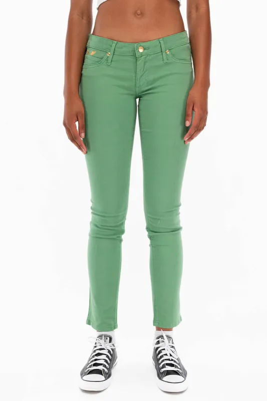 ROBIN'S NAT SKINNY WOMENS SKINNY JEANS IN SQUASH WITH GOLD EMBROIDERY AND LOGO sold by Robin's Jean