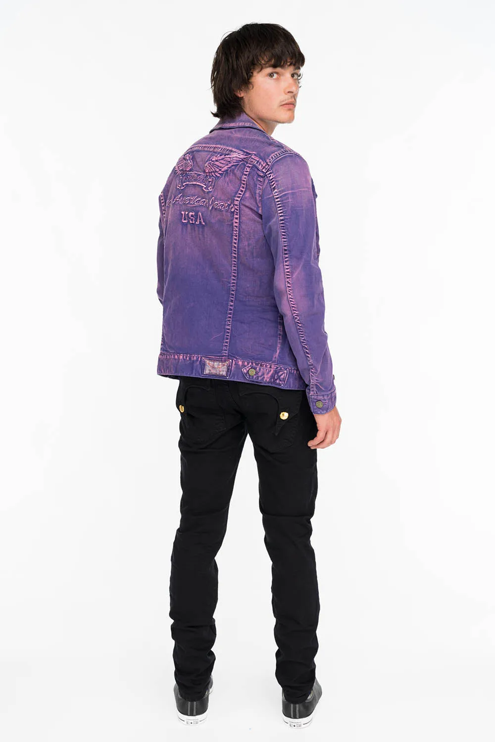 KILLER FLAP MENS SKINNY JEANS IN BLACK WITH GOLD WINGS sold by Robin's Jean product image thumbnail 5