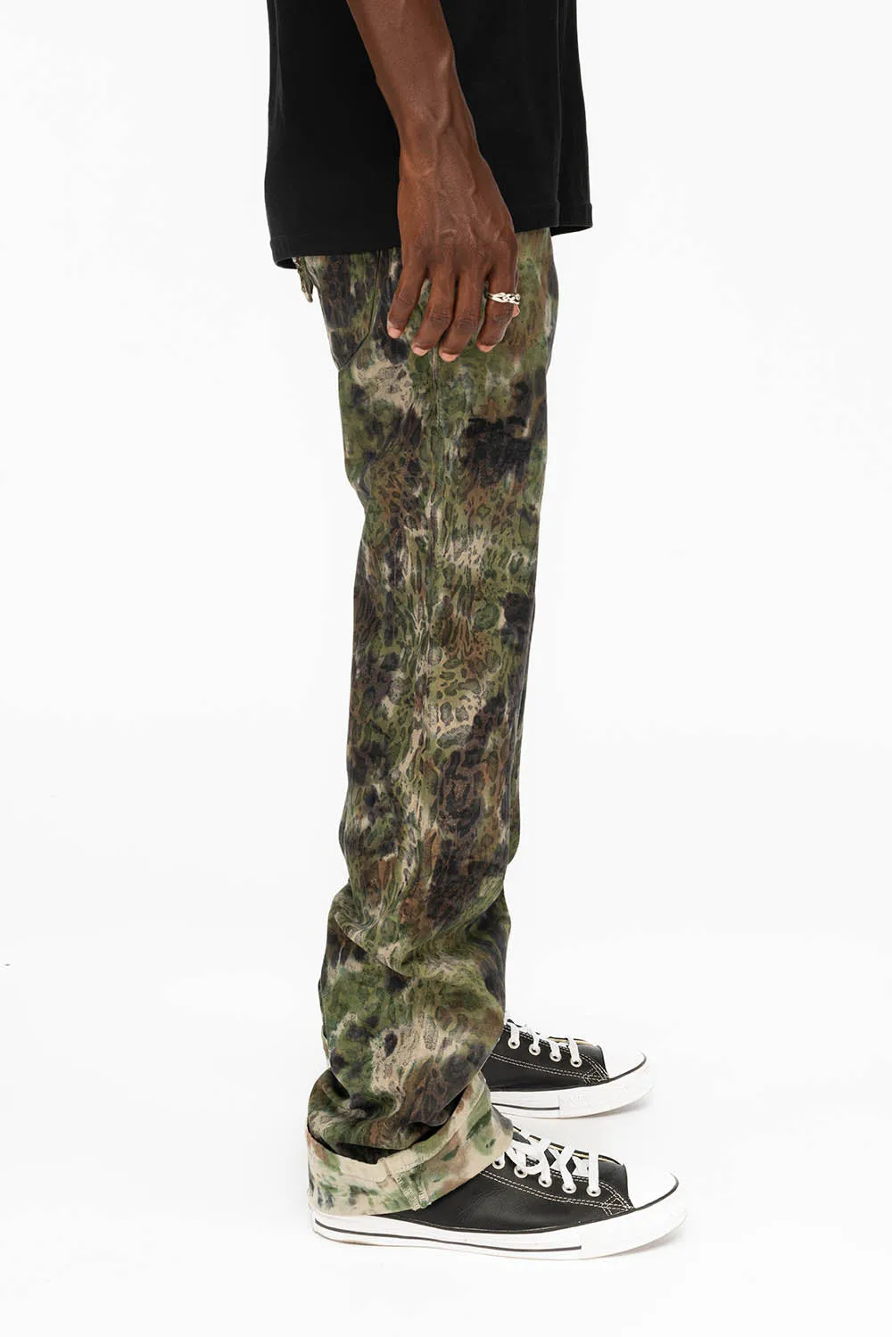 LONG FLAP STRAIGHT LEG FIT MENS JEANS WITH CRYSTALS IN RAIN FOREST GREEN sold by Robin's Jean product image thumbnail 3
