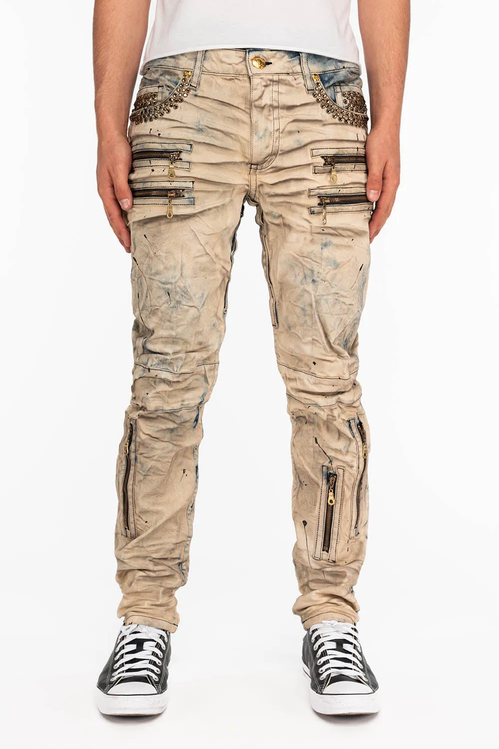 NEW BIKER WITH CRYSTALS IN TIE DYE BLUE WITH INDIGO WINGS sold by Robin's Jean