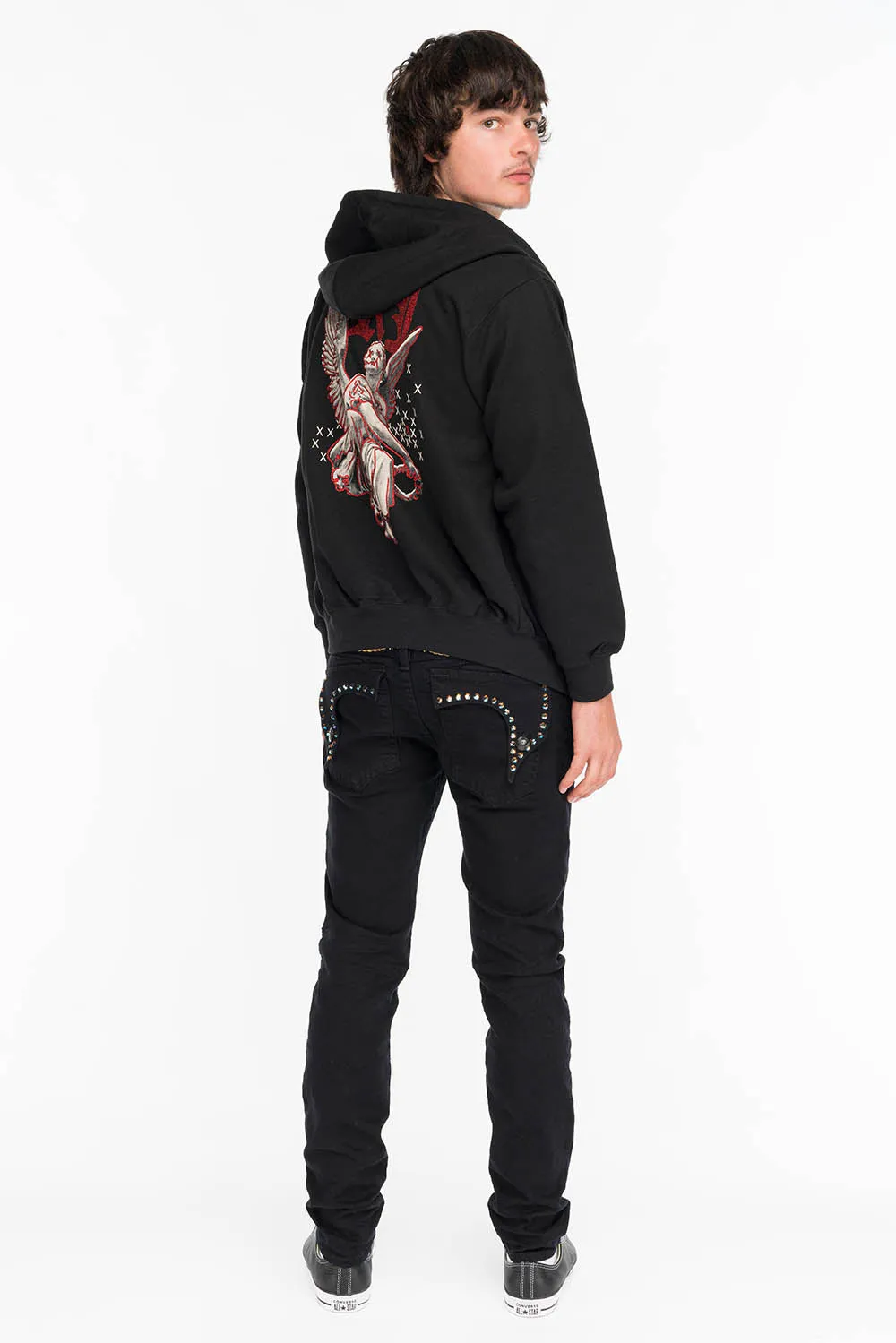 KILLER FLAP IN BLACK WITH GOLD WINGS AND LARGE AB CRYSTALS sold by Robin's Jean product image thumbnail 3