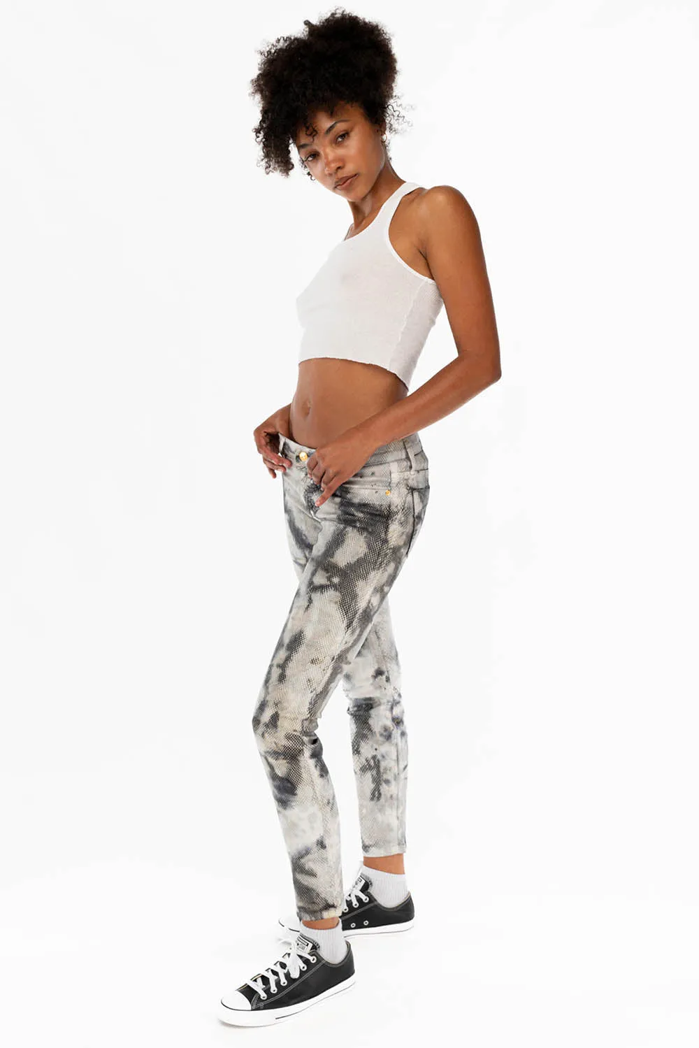 JANE MID RISE WOMENS SKINNY JEANS LIZARD CHARCOAL BLUE WITH GOLD WINGS sold by Robin's Jean product image thumbnail 4