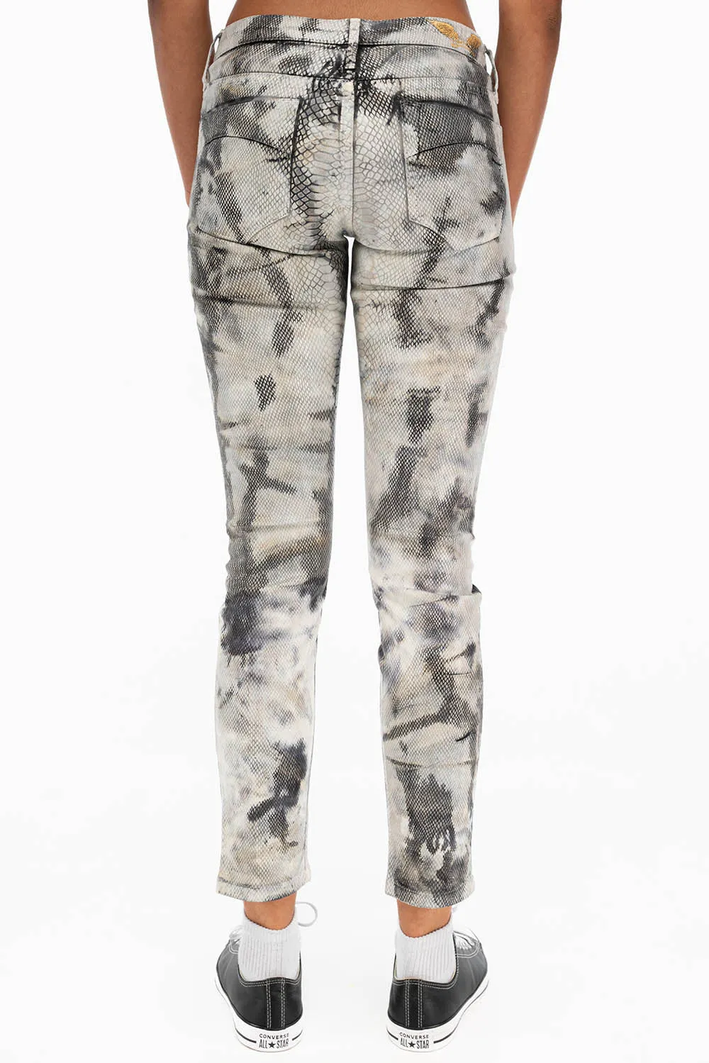 JANE MID RISE WOMENS SKINNY JEANS LIZARD CHARCOAL BLUE WITH GOLD WINGS sold by Robin's Jean product image thumbnail 3