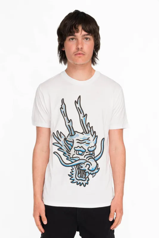 GLITTER DRAGON IN SILVER ON WHITE sold by Robin's Jean