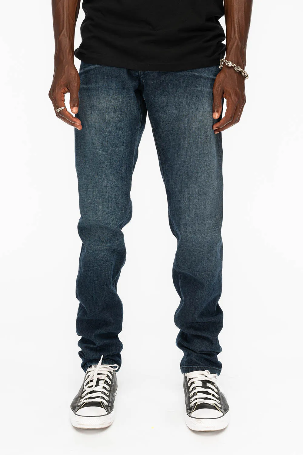 KILLER FLAP MENS SKINNY JEANS IN DARK BLUE WITH GOLD WINGS AND FULL CRYSTAL sold by Robin's Jean product image thumbnail 2