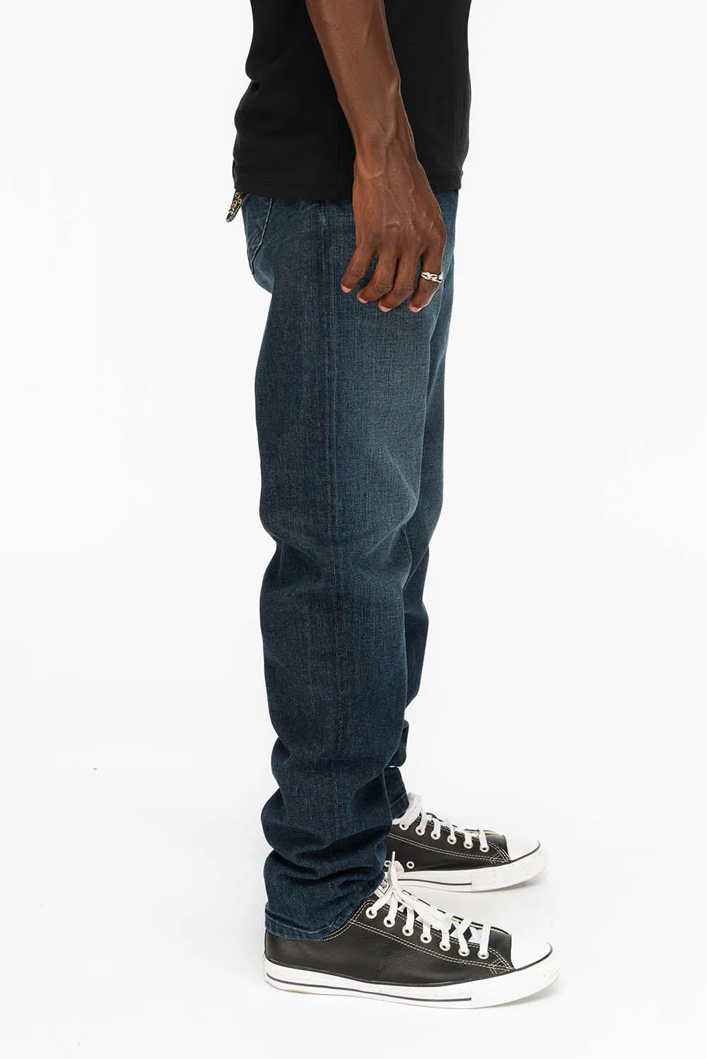 KILLER FLAP MENS SKINNY JEANS IN DARK BLUE WITH GOLD WINGS AND FULL CRYSTAL sold by Robin's Jean product image thumbnail 4