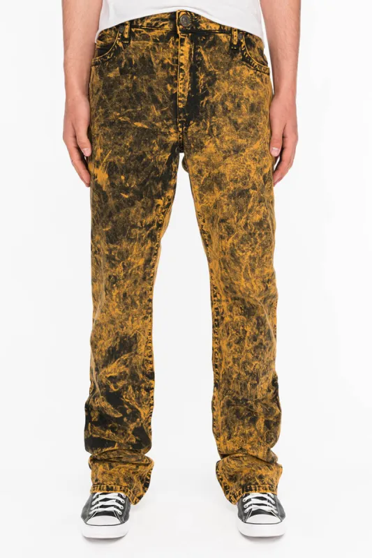 DOUBLE FLAP JEANS IN TIE DYE MUSTARD sold by Robin's Jean