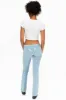 MARILYN LOW RISE WOMENS STUDDED STRAIGHT LEG JEANS IN DULL BLUE WITH TONAL WINGS AND CRYSTALS sold by Robin's Jean