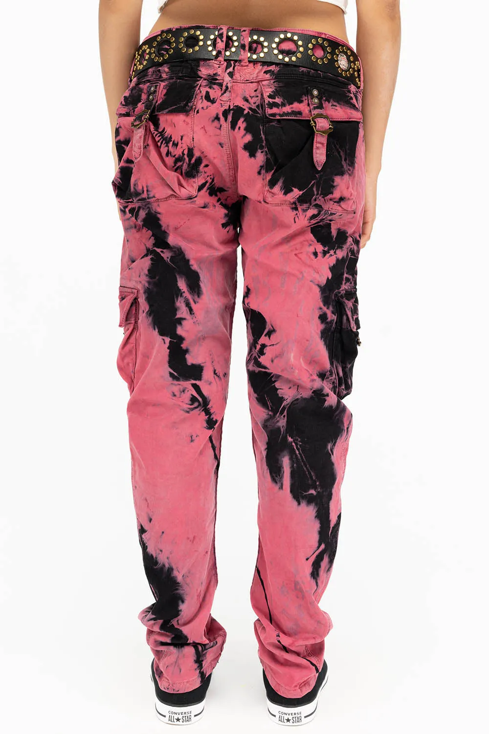 MILITARY STYLE WOMENS CARGO PANTS IN TIE DYE PINK sold by Robin's Jean product image thumbnail 3