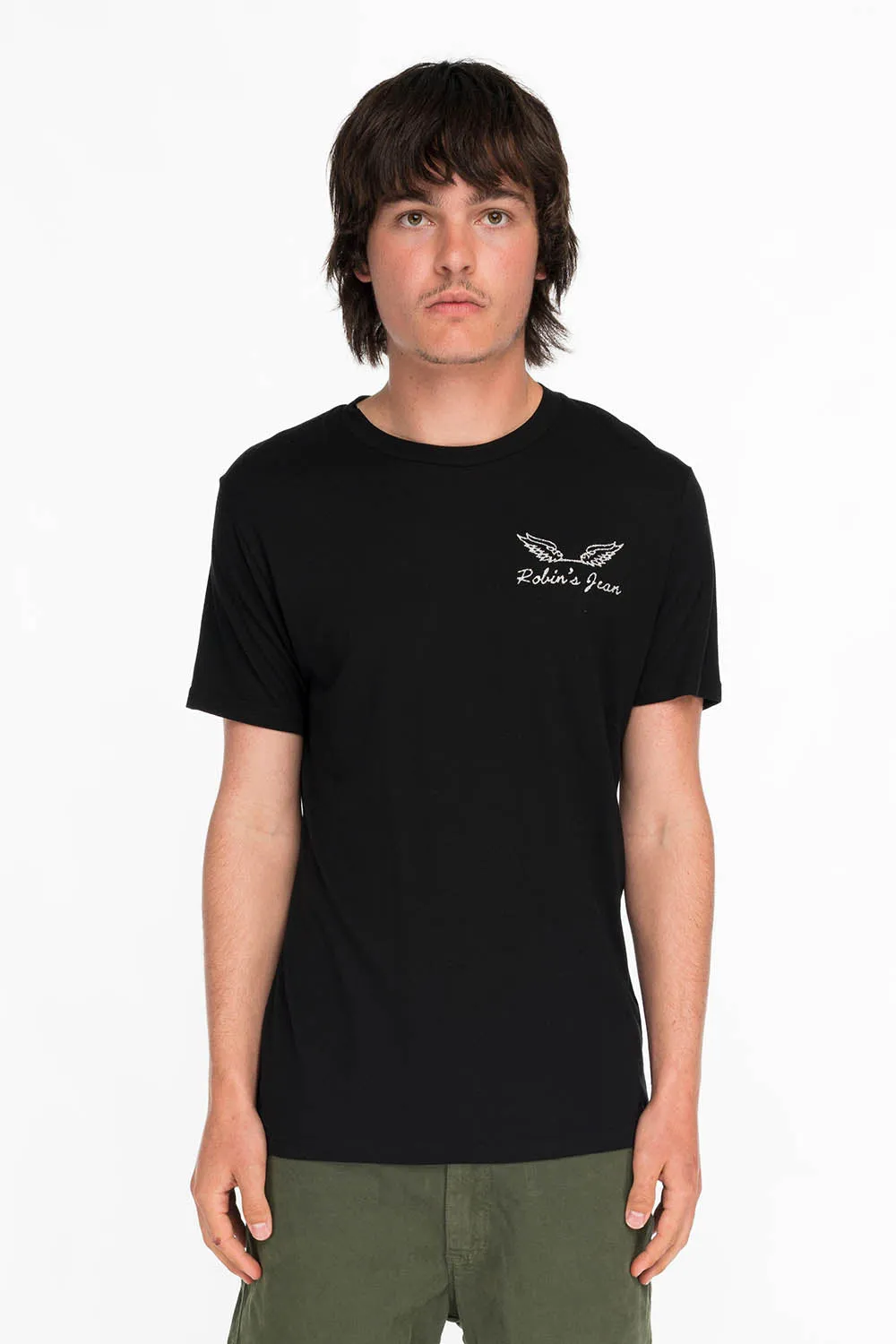 ROBINS HERALDY CREST SILVER GLITTER TEE IN BLACK sold by Robin's Jean product image thumbnail 2