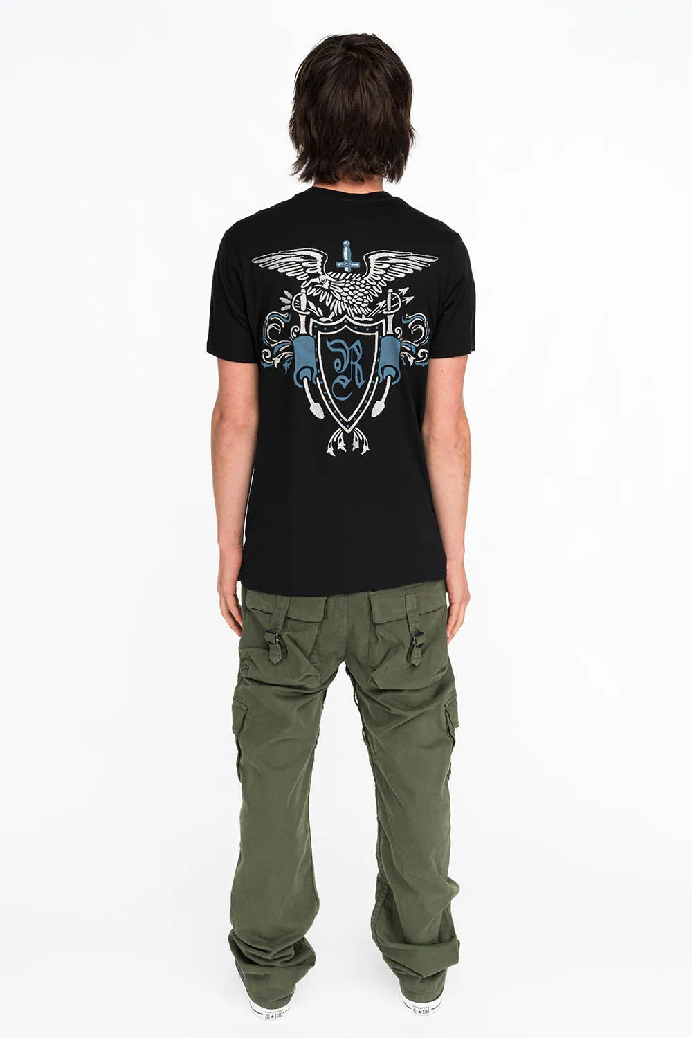 ROBINS HERALDY CREST SILVER GLITTER TEE IN BLACK sold by Robin's Jean product image thumbnail 3