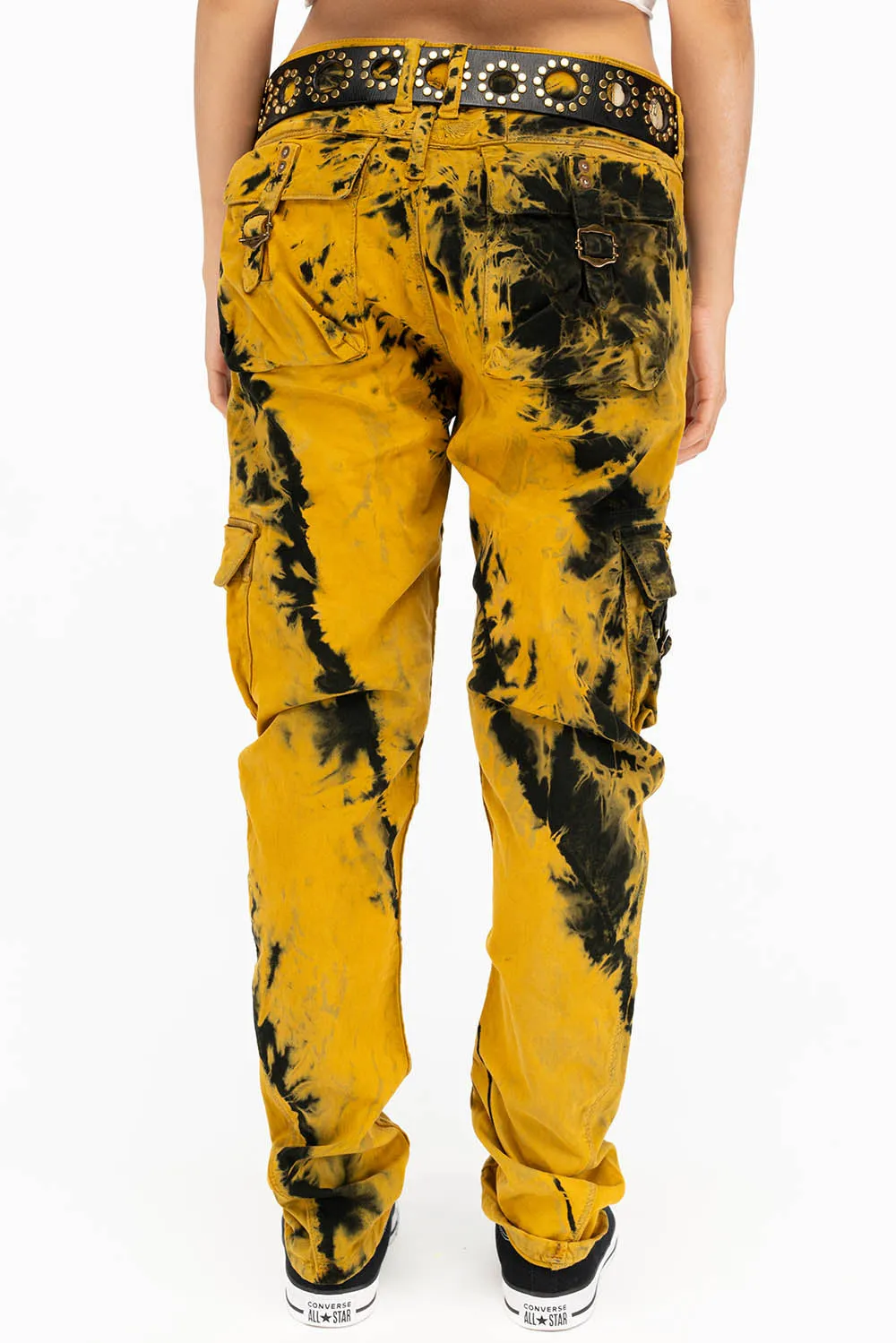 MILITARY STYLE WOMENS CARGO PANTS IN TIE DYE YELLOW sold by Robin's Jean product image thumbnail 3