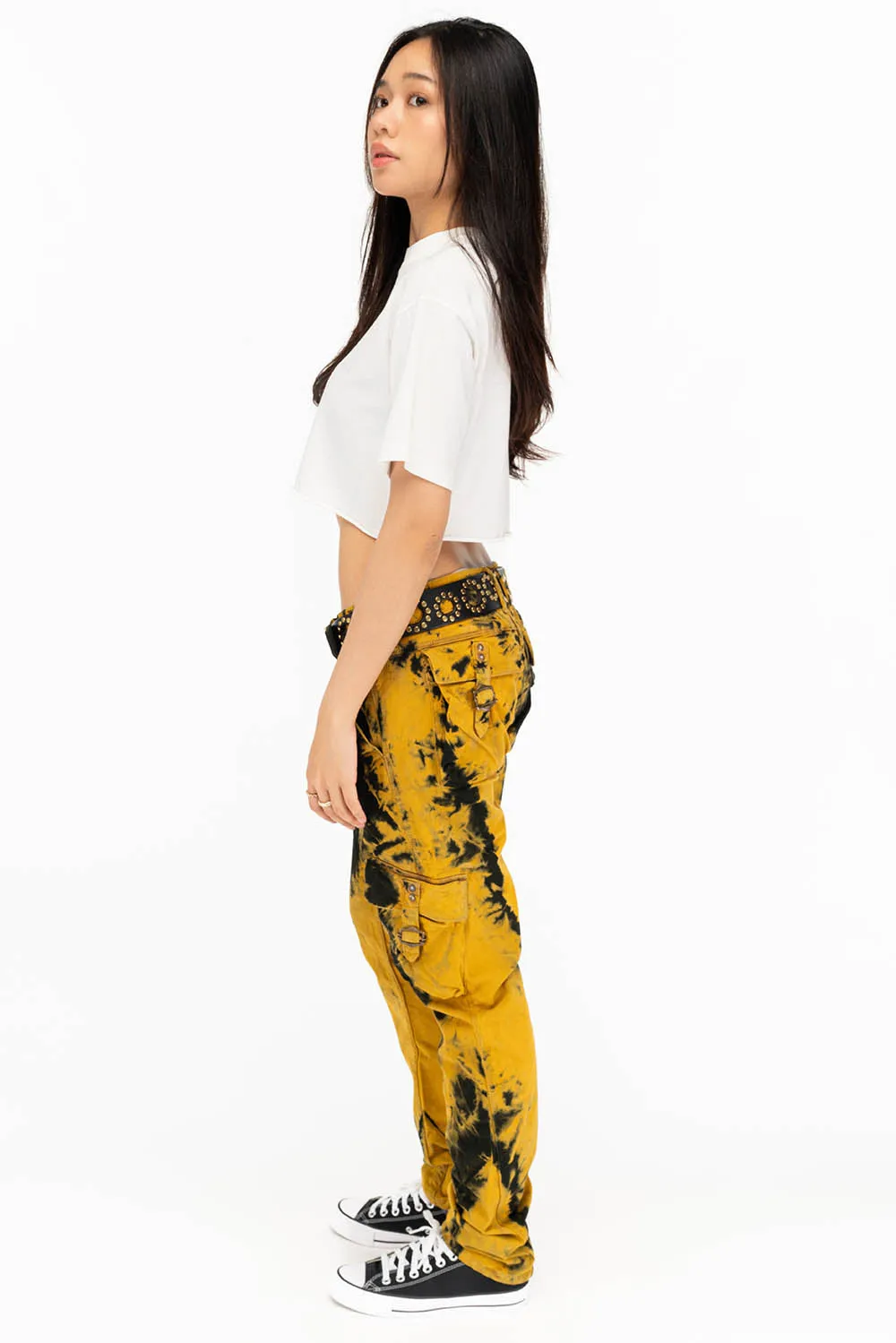 MILITARY STYLE WOMENS CARGO PANTS IN TIE DYE YELLOW sold by Robin's Jean product image thumbnail 5