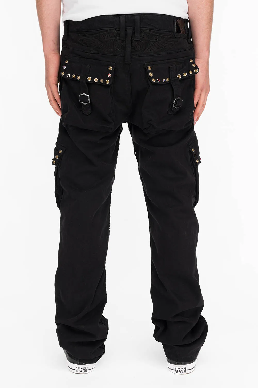 ROBINS NEW MILITARY STYLE CARGO PANTS IN BLACK WITH STUDS AND CRYSTALS sold by Robin's Jean product image thumbnail 3