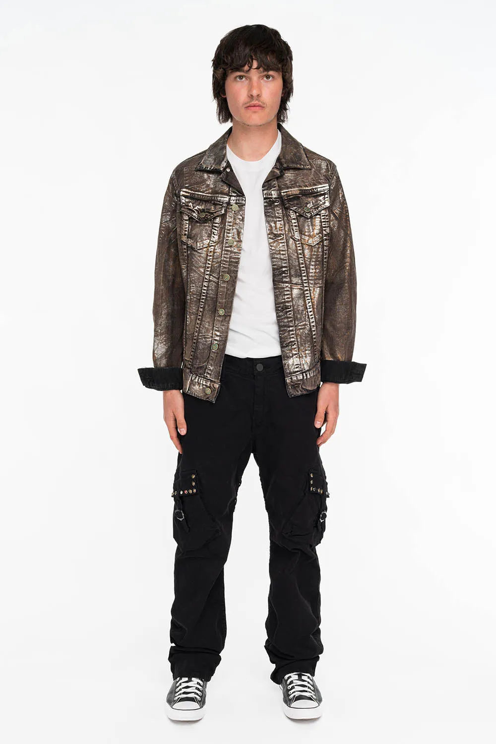 ROBINS NEW MILITARY STYLE CARGO PANTS IN BLACK WITH STUDS AND CRYSTALS sold by Robin's Jean product image thumbnail 4