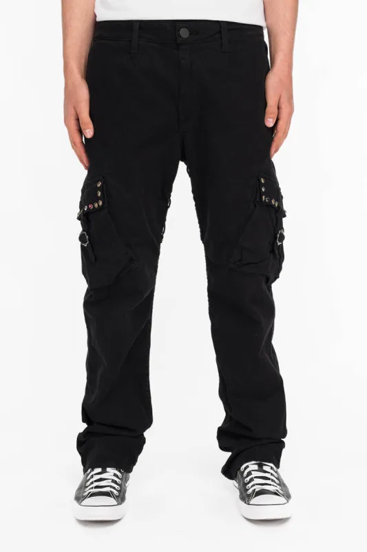 ROBINS NEW MILITARY STYLE CARGO PANTS IN BLACK WITH STUDS AND CRYSTALS sold by Robin's Jean