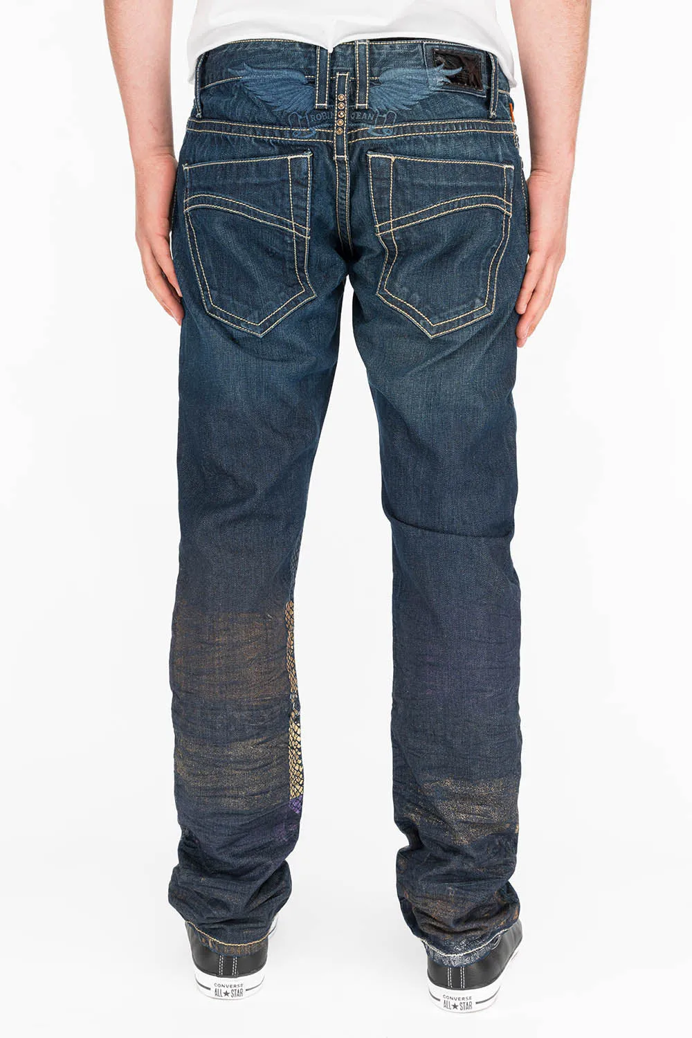 CLASSIC 5 POCKET SLIM JEANS IN DESIGNER SNAKE MULTI COLOR sold by Robin's Jean