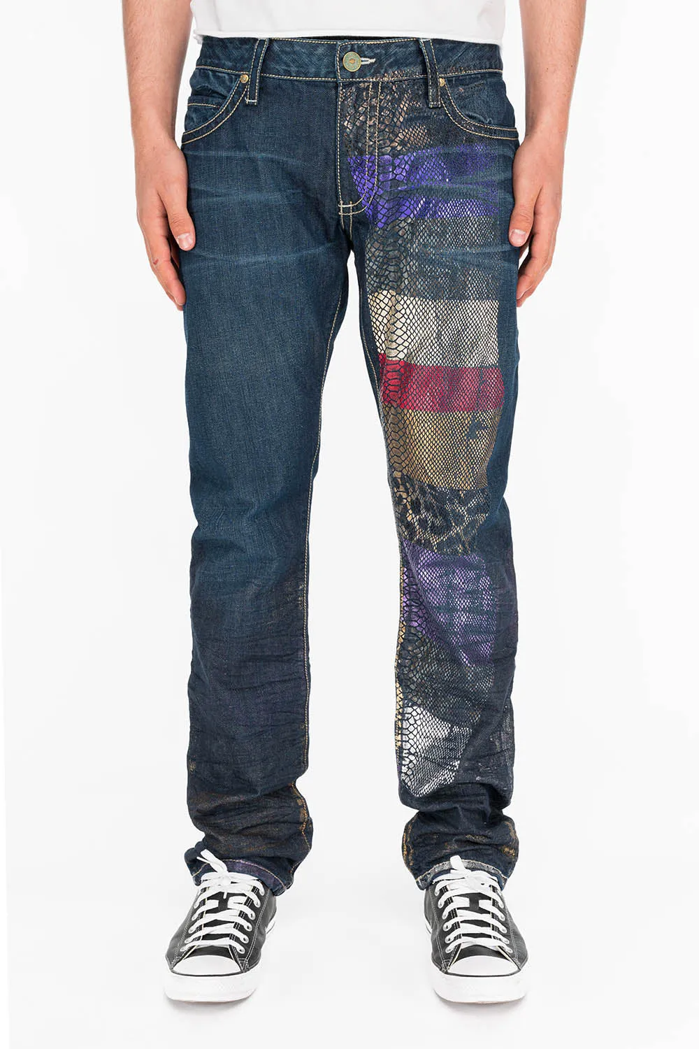 CLASSIC 5 POCKET SLIM JEANS IN DESIGNER SNAKE MULTI COLOR sold by Robin's Jean product image thumbnail 2