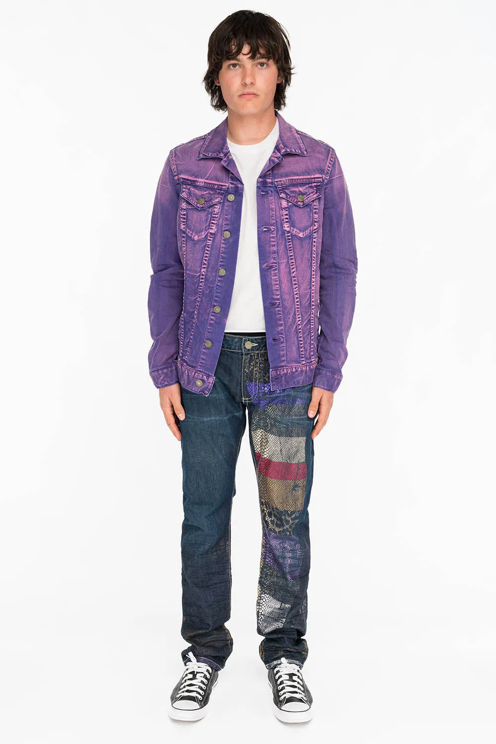 CLASSIC 5 POCKET SLIM JEANS IN DESIGNER SNAKE MULTI COLOR sold by Robin's Jean product image thumbnail 4