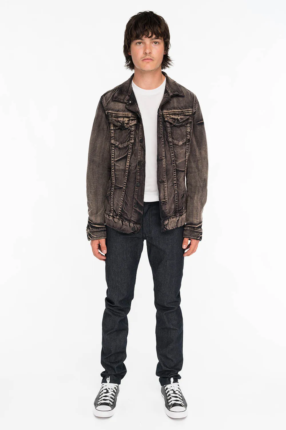 MENS RAW DENIM SLIM FIT KILLER FLAP JEANS WITH O.E. SCRIPT AND CRYSTALS sold by Robin's Jean product image thumbnail 3