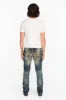 CROSSED OUT LONG FLAP MENS JEANS WITH CRYSTALS IN 4D DARK BROKEN sold by Robin's Jean