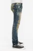 CROSSED OUT LONG FLAP MENS JEANS WITH CRYSTALS IN 4D DARK BROKEN sold by Robin's Jean
