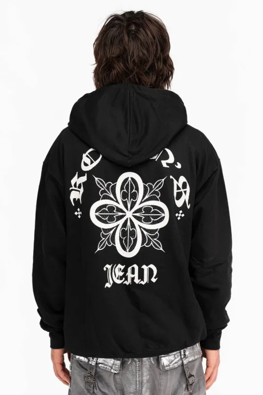 ORNATE HOODIE WITH CRYSTALS IN BLACK sold by Robin's Jean