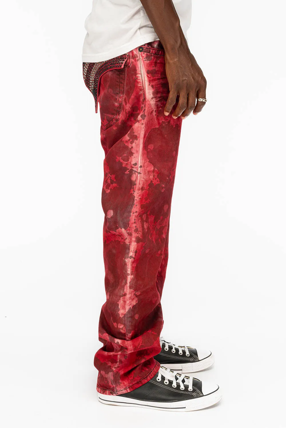 LONG FLAP STRAIGHT LEG JEANS WITH CRYSTALS IN REPAINT WASH sold by Robin's Jean product image thumbnail 3