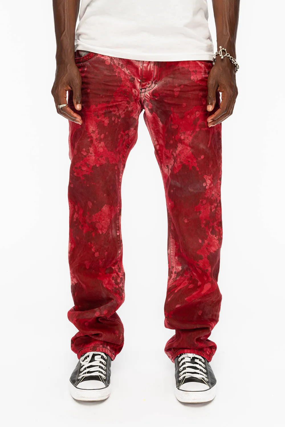 LONG FLAP STRAIGHT LEG JEANS WITH CRYSTALS IN REPAINT WASH sold by Robin's Jean product image thumbnail 2