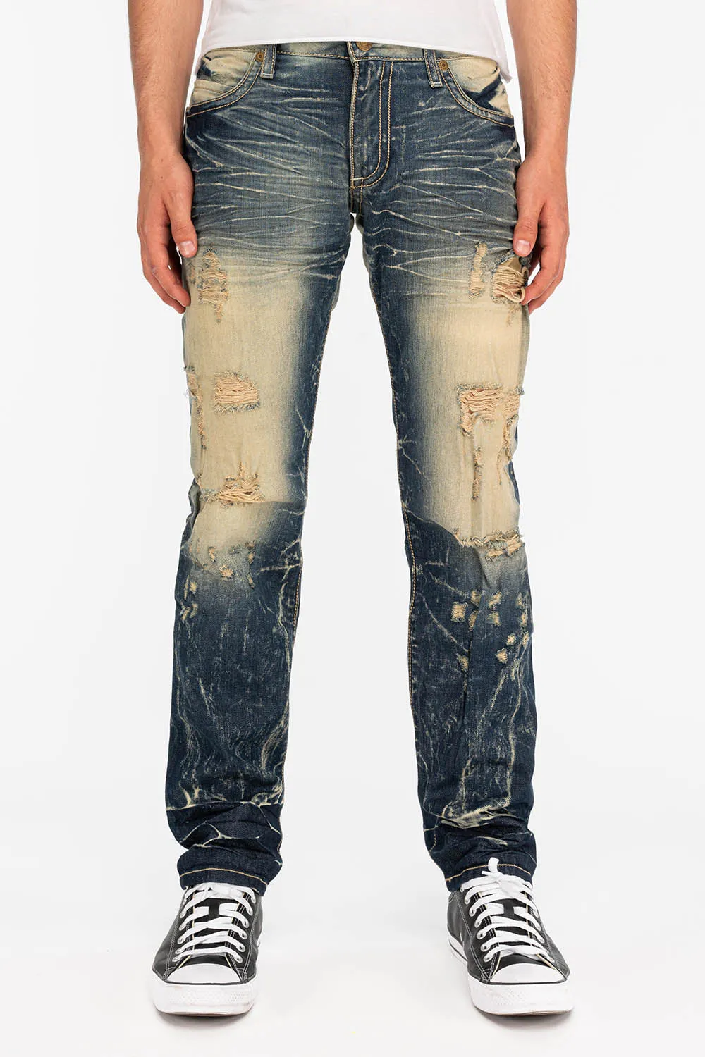 MENS LONG FLAP POCKET JEANS WITH CRYSTALS IN 5D DARK BROKEN sold by Robin's Jean product image thumbnail 5