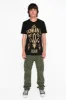 GOLD GLITTER FLEUR TEE IN BLACK sold by Robin's Jean