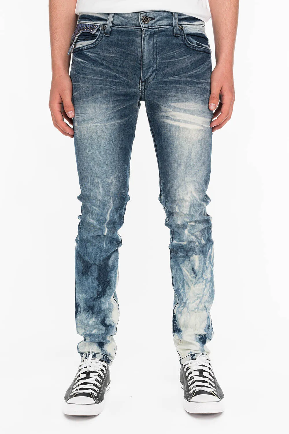 KILLER FLAP MENS SKINNY JEANS IN CLOUD JAPAN WITH INDIGO CROCODILE FLAPS sold by Robin's Jean product image thumbnail 3