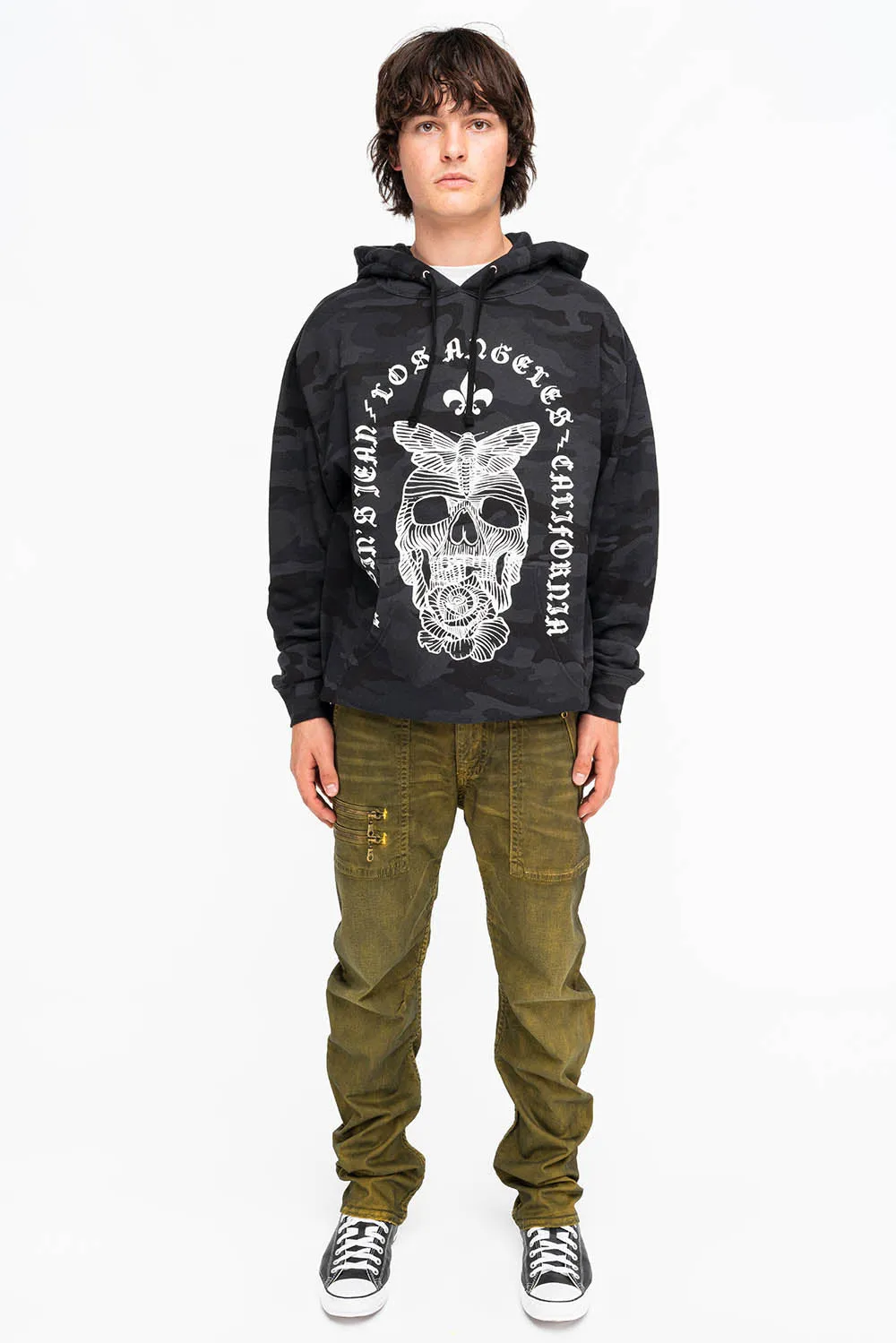 FLEUR-DE-LIS SKULL HOODIE IN BLACK CAMO sold by Robin's Jean product image thumbnail 3