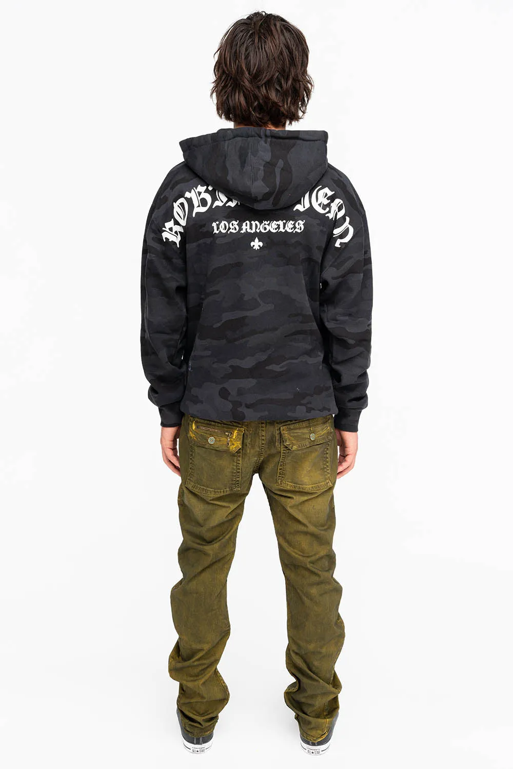 FLEUR-DE-LIS SKULL HOODIE IN BLACK CAMO sold by Robin's Jean product image thumbnail 4