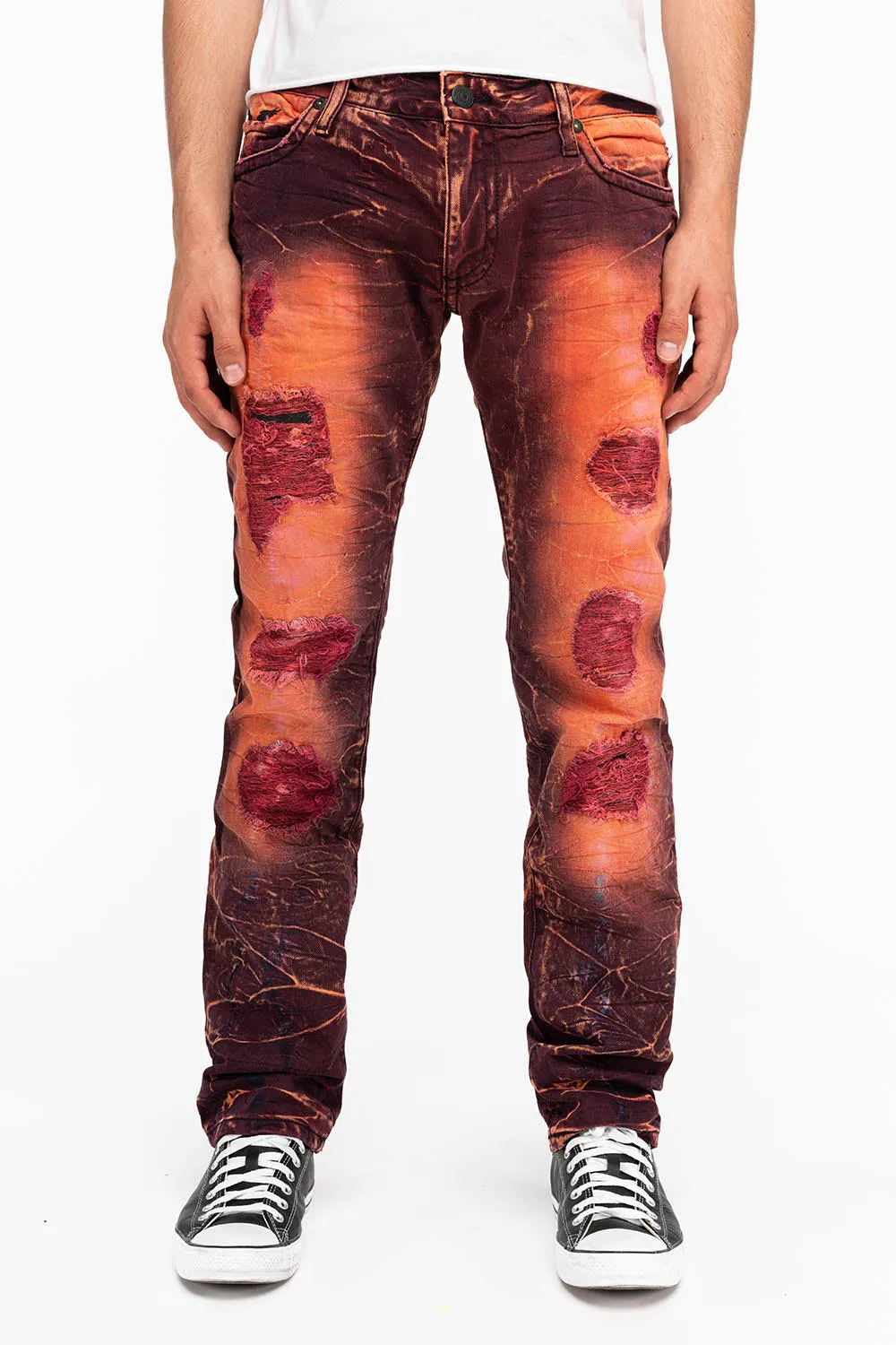 MENS LONG FLAP SLIM JEANS WITH CRYSTALS IN 4D LIGHT MALBEC WASH sold by Robin's Jean product image thumbnail 4