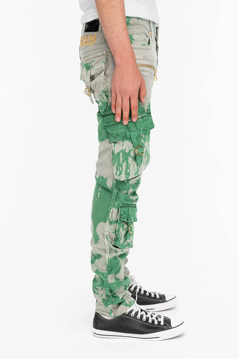 TIEDYE MILITARY STYLE MENS CARGO PANTS IN GREEN AND GRAY sold by Robin's Jean
