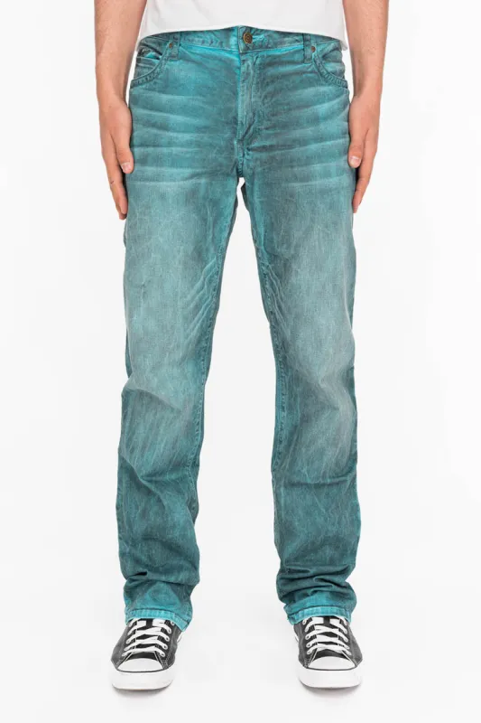 CLASSIC 5 POCKET STRAIGHT LEG JEANS IN DUSTY TURQUOISE sold by Robin's Jean