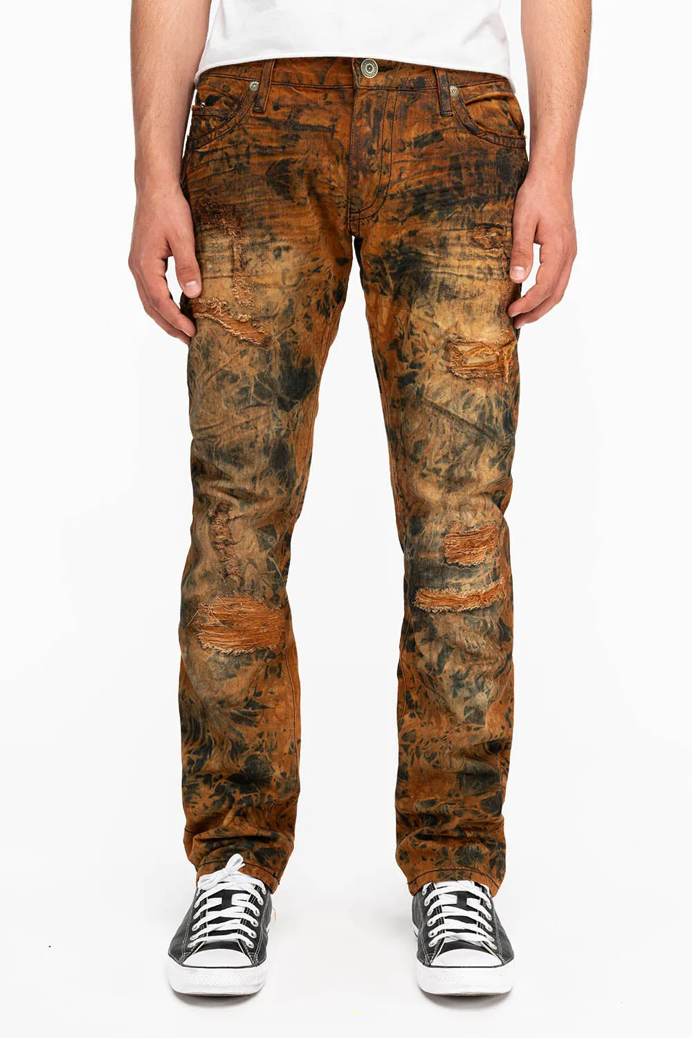 MENS LONG FLAP SLIM JEANS WITH STUDS AND CRYSTALS IN LOS ANGELES WASH sold by Robin's Jean product image thumbnail 4