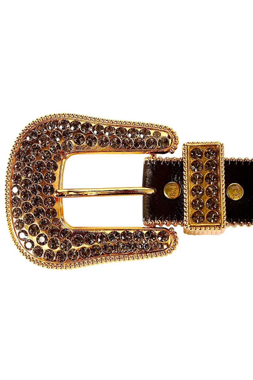 ROBIN'S JEAN BLACK LEATHER BELT WITH BLACK DIAMOND CRYSTALS sold by Robin's Jean product image thumbnail 3