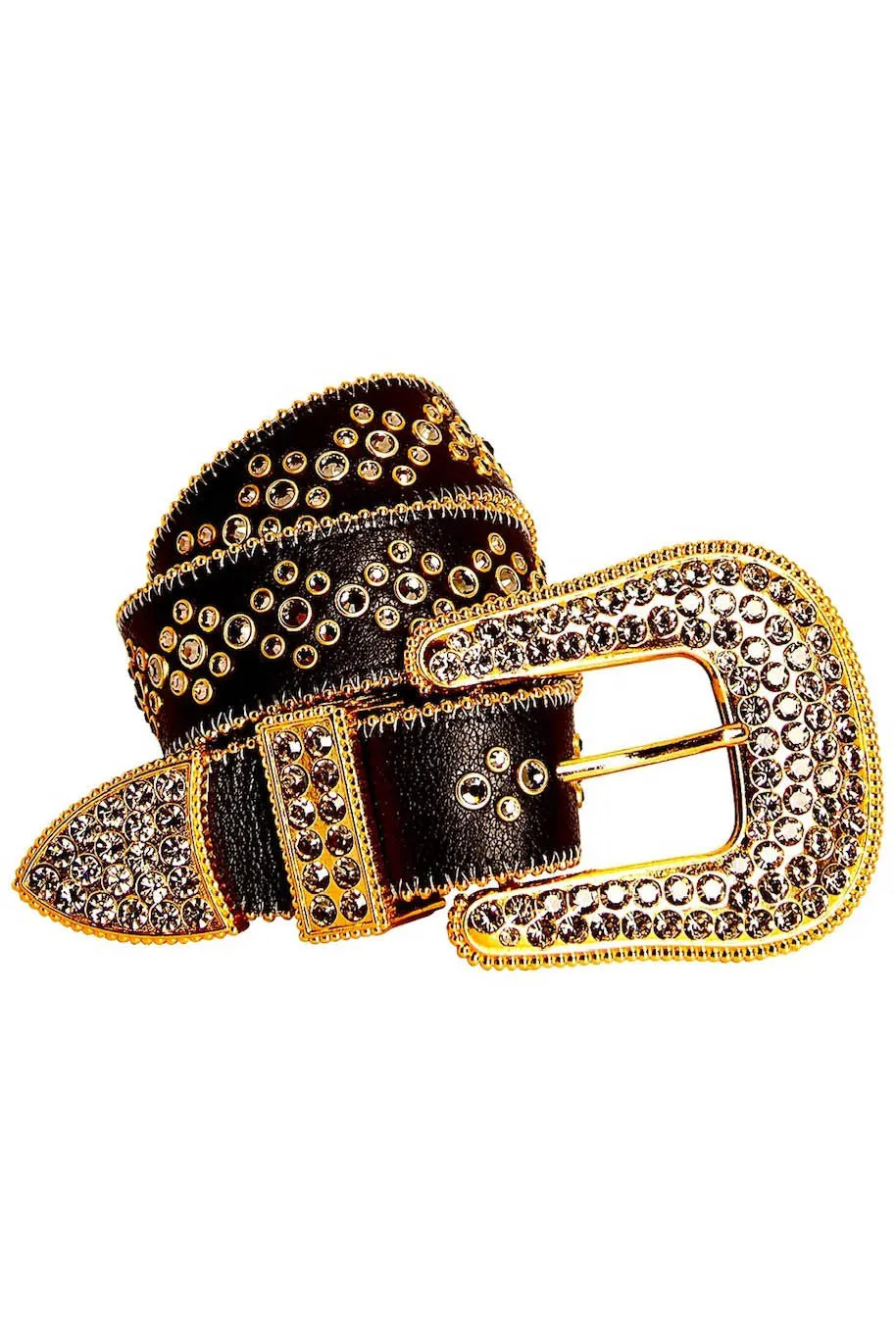 ROBIN'S JEAN BLACK LEATHER BELT WITH BLACK DIAMOND CRYSTALS sold by Robin's Jean