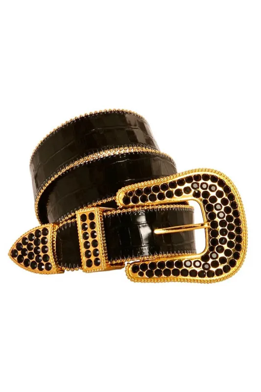 ROBIN'S JEAN CRYSTAL BELT IN BLACK sold by Robin's Jean